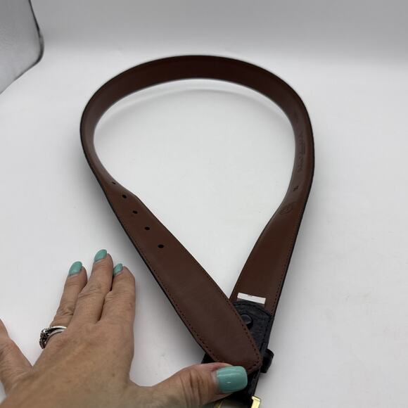 Men's TORINO Italian Embossed Croc Calf Leather Black Belt Sz 36 Made In USA - Picture 13 of 15